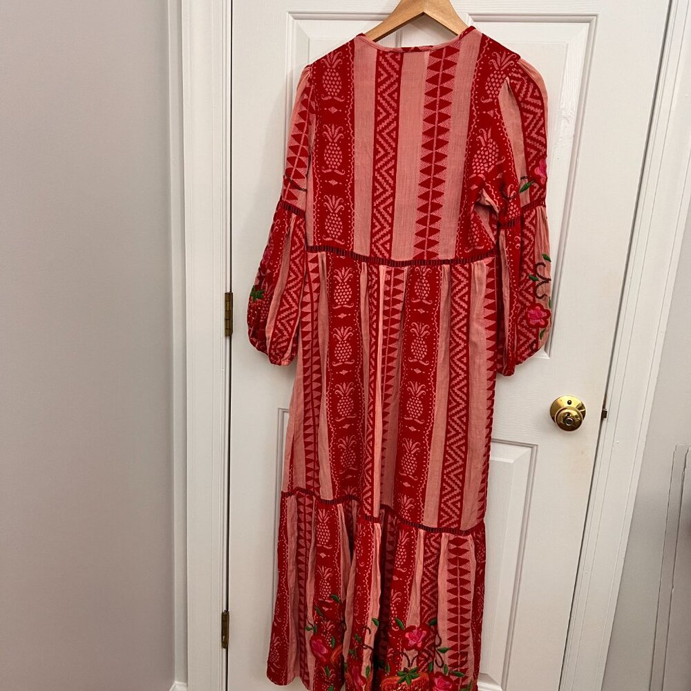Farm Rio Strawberry Jacquard Cotton Maxi Dress Sz S - Picture 13 of 16